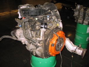 dirty old engine, new orange clutch